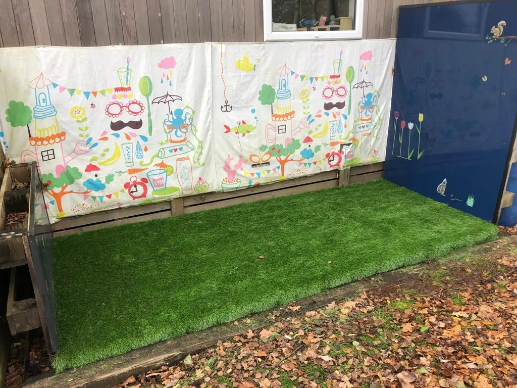 little patch of grass for a school