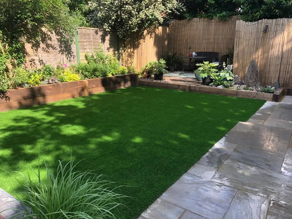 patio and artificial grass
